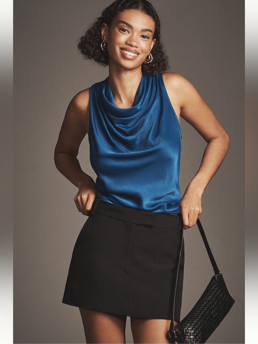 Anthropologie Sleeveless Satin Cowl Neck Blouse - Size M - BNWT